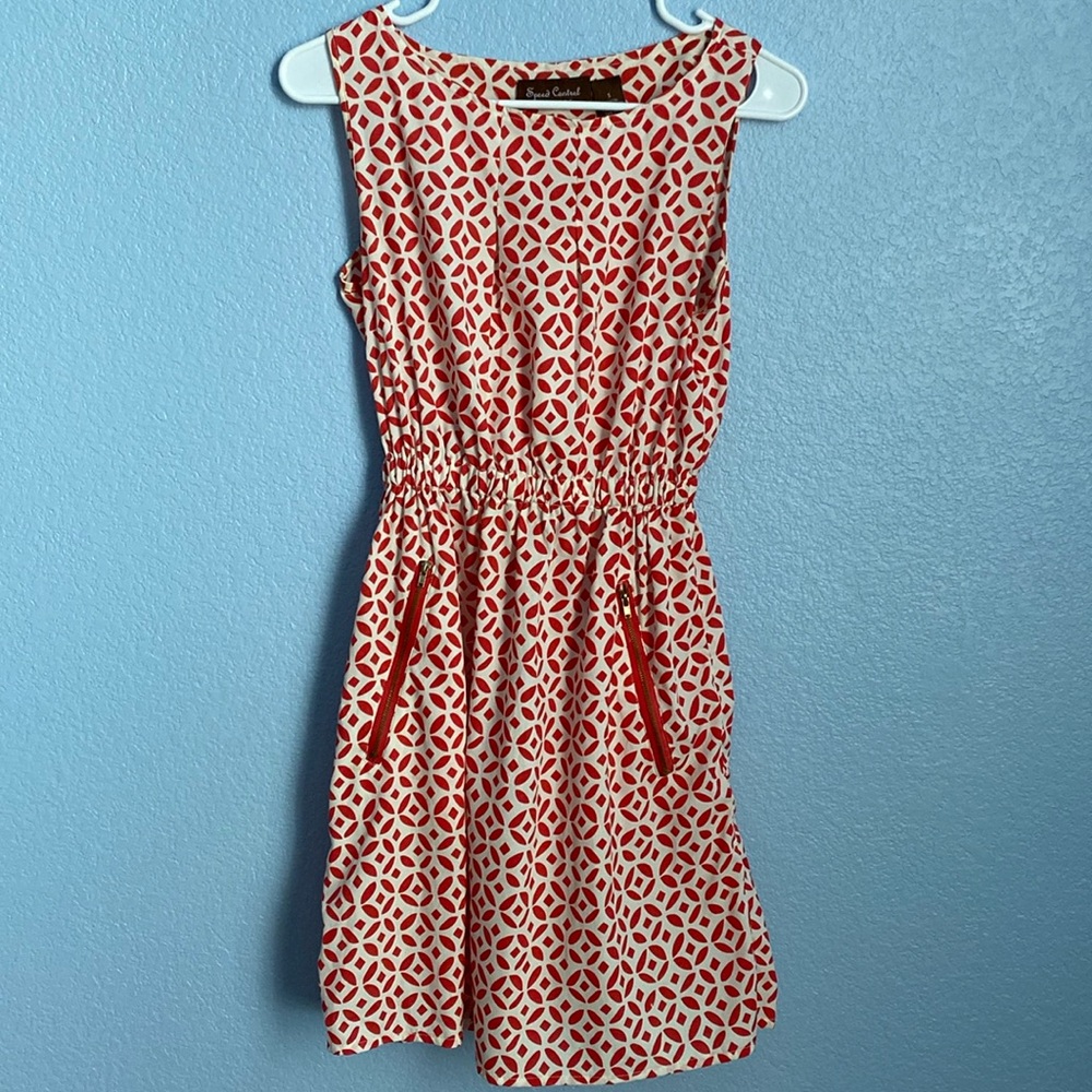 Business professional red and white dress! With a cinched waist!
